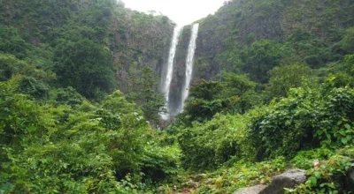 Mangeli Waterfall and hills near Yog Anand